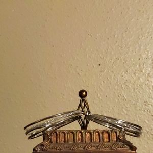 Silvertone Hoop Earings with Rhinestones